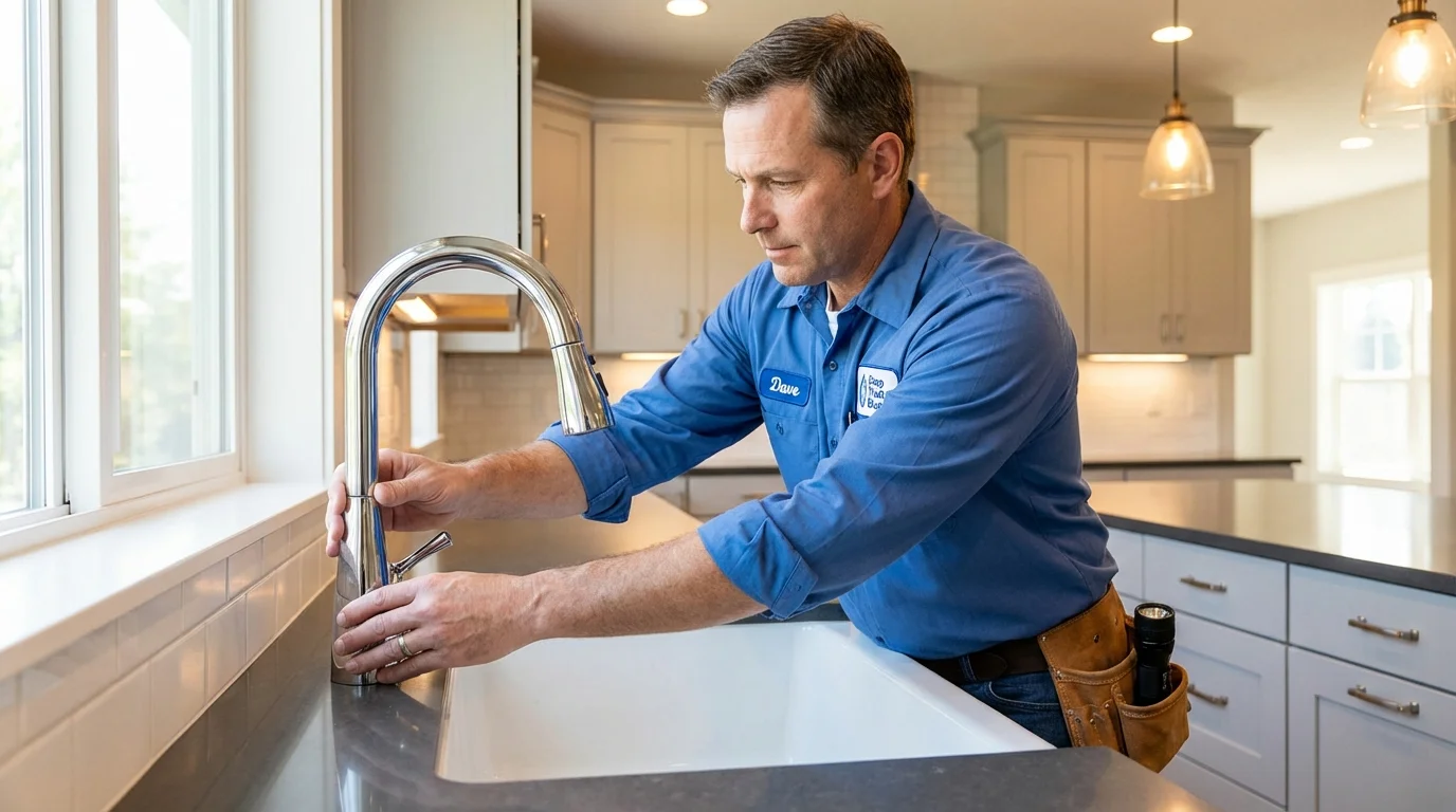Kitchen faucet installation by Johns Plumbing LLC in Livermore Falls